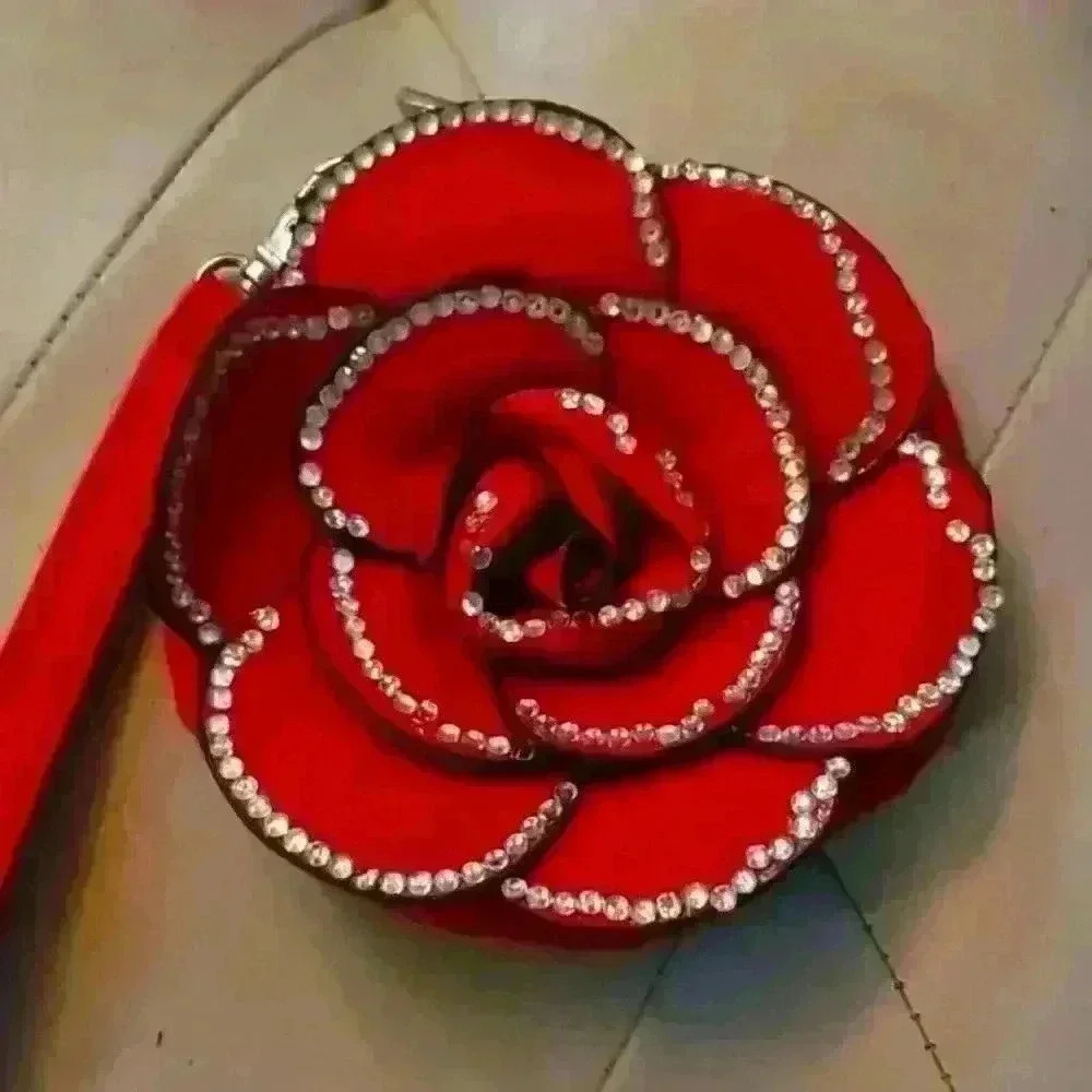 Sax Red Faux Leather rhinestone coin purse